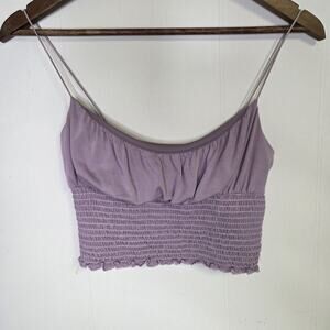 Feminine Coquette Lilac Smocked Sleeveless Crop Top Urban Outfitters Size Small